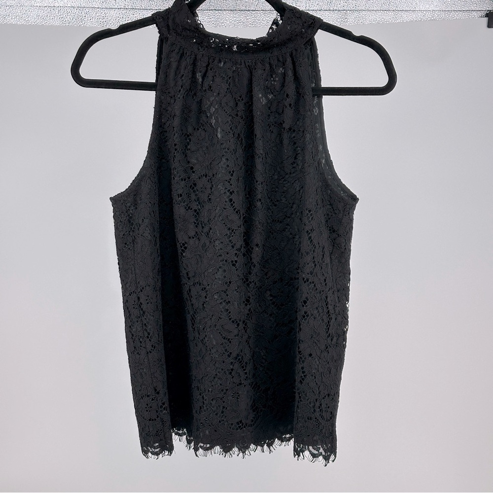 Women’s XS J.‎ Crew Black Lace Halter Top Blouse Bow Feminine